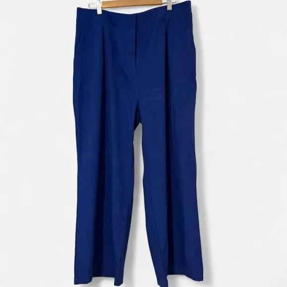 Cobalt Blue Wide Leg Trousers XXL Elastic Waist - Picture 3 of 8